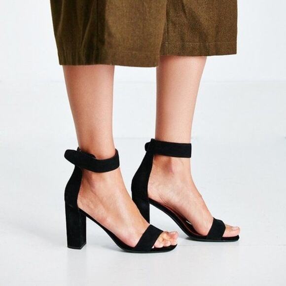 [Jeffrey Campbell] Black Holvey Suede Ankle Strap Chunky Block Heel Sandals Sz 9 - Picture 12 of 12